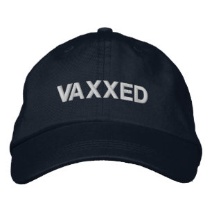 Gevaxeld, gevaccineerd, blauw van de marine en wit geborduurde pet