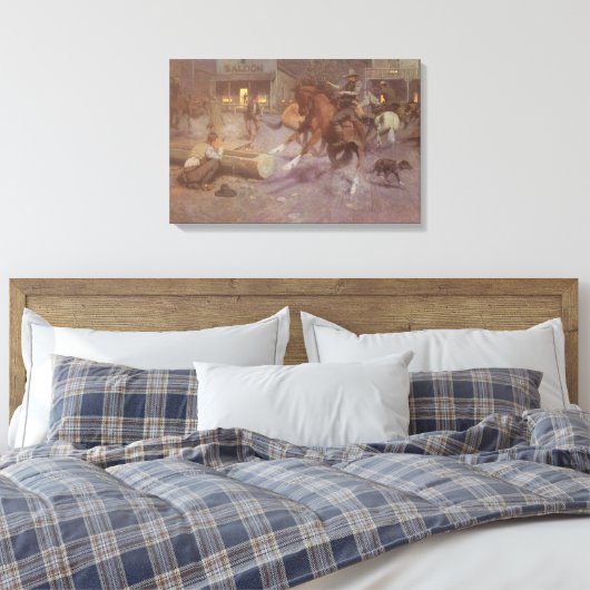Gevecht in de Roundup Saloon door Bill Gollings Canvas Afdruk (Insitu (Slaapkamer))