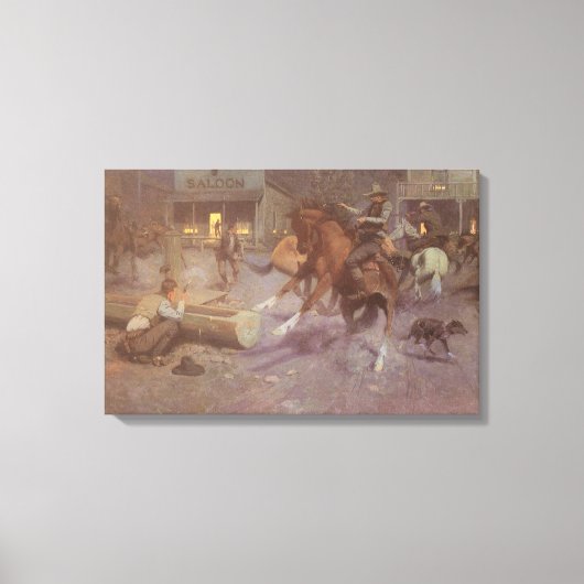 Gevecht in de Roundup Saloon door Bill Gollings Canvas Afdruk (Voorkant)