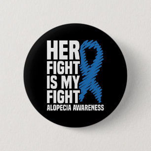 Gevecht is mijn gevecht Blue Ribbon Alopecia Bewus Ronde Button 5,7 Cm