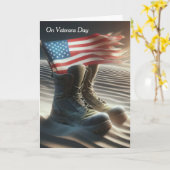 Gevecht laarzen en vlag in woestijnzand kaart (Gele Bloem)