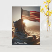 Gevecht laarzen en vlag in woestijnzand kaart (Gele Bloem)