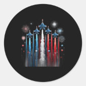 Gevechtsvliegtuig American Flag Patriotic 4th O Ronde Sticker (Voorkant)