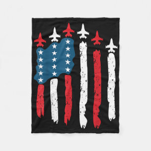 Gevechtsvliegtuig Amerika Vlag 4 Juli Patriottisch Fleece Deken