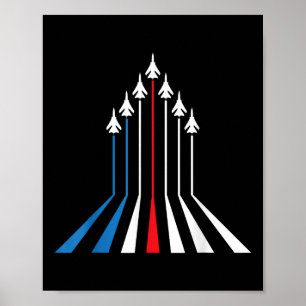 Gevechtsvliegtuig Amerika Vlag 4 Juli Patriottisch Poster