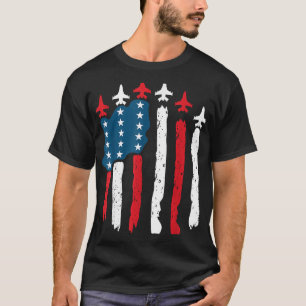 Gevechtsvliegtuig Amerika Vlag 4 Juli Patriottisch T-shirt
