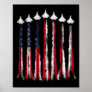 Gevechtsvliegtuig Amerikaanse vlag 4 juli Patrioti Poster