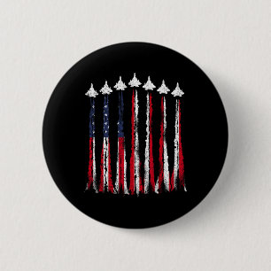 Gevechtsvliegtuig Amerikaanse vlag 4 juli Patrioti Ronde Button 5,7 Cm
