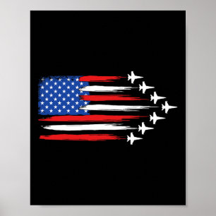 Gevechtsvliegtuig Amerikaanse vlag gevechtsvliegtu Poster