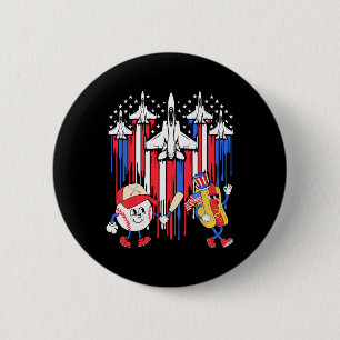 Gevechtsvliegtuig Amerikaanse vlag honkbal 4 juli Ronde Button 5,7 Cm