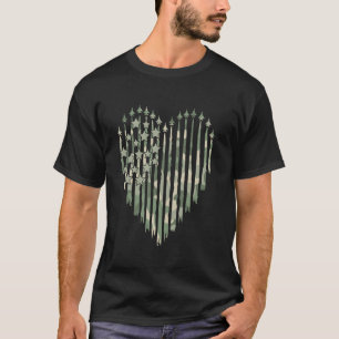 Gevechtsvliegtuig Camo American Flag Heart Four T-shirt
