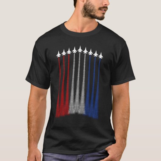Gevechtsvliegtuig VS Vlag 4 juli Patriottisch T-shirt (Voorkant)