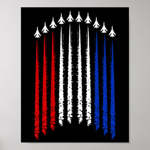 Gevechtsvliegtuigen met de Amerikaanse vlag 4 juli Poster