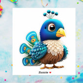 gevederde Baby Peacock, Peachick, Cartoon Graphic Sticker