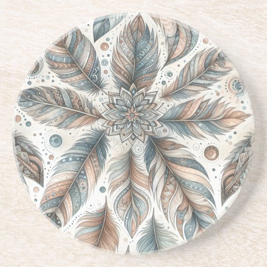 gevederde bloem zandsteen onderzetter (Voorkant)