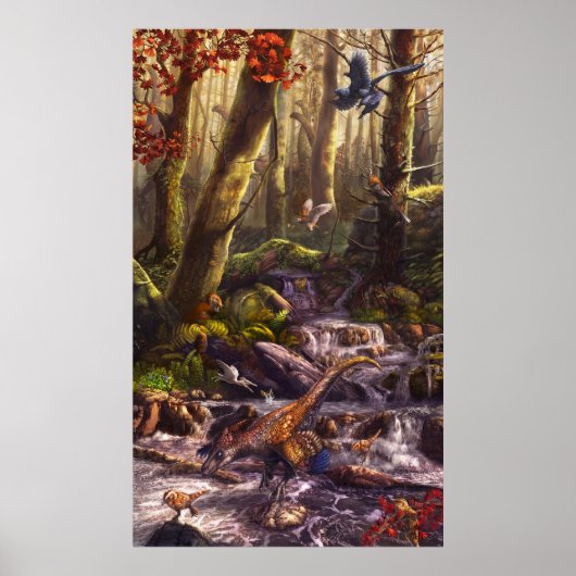 Gevederde dinosauriërs van Vroeg-Krijt China Poster (Voorkant)