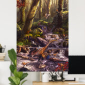 Gevederde dinosauriërs van Vroeg-Krijt China Poster (Thuiskantoor)