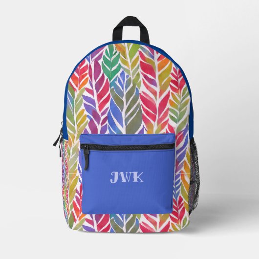 Gevederde Elegantie Monogram Bedrukte Rugzak (Voorkant)