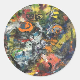 Gevederde Godin Abstract door Hankamer Artjunkhaus Ronde Sticker