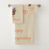 gevederde mannelijke kalkoen Thanksgiving badhandd Bad Handdoek (Insitu)
