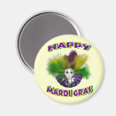Gevederde Mardi Gras Masker Magneet (Voorkant / Achterkant)