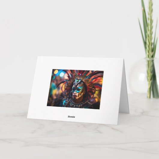 💜💛gevederde pracht: Mardi Gras Opulence Kaart (Achterkant)