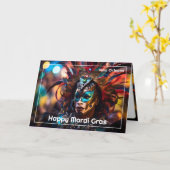 💜💛gevederde pracht: Mardi Gras Opulence Kaart (Gele Bloem)