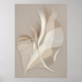 "Gevederde Rhapsodie" | Beige Abstracte Kunst Poster (Voorkant)