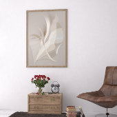 "Gevederde Rhapsodie" | Beige Abstracte Kunst Poster