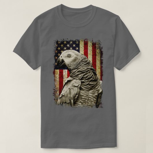Gevederde Vriend Chic African Grey Parrot T-shirt (Design voorkant)