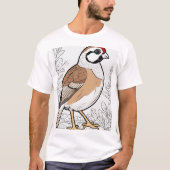 "Gevederde Vriend: Schattigee Patrijs T-shirt" T-shirt (Voorkant)