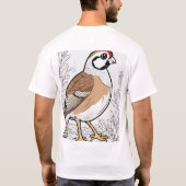 "Gevederde Vriend: Schattigee Patrijs T-shirt" T-shirt (Achterkant)
