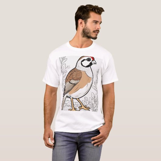 "Gevederde Vriend: Schattigee Patrijs T-shirt" T-shirt (Voorkant volledig)