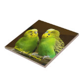 Gevederde Vrienden Groene en Gele Parkieten Tegeltje (Zijkant)