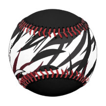 gevederde zwart / granaat / witte honkbal