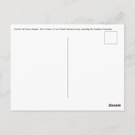 Gevel van Institut de France - Parijs, Frankrijk Briefkaart (Achterkant)