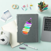 Geverfd haar Regenboogfles Grappige Cartoon Sticker (iPad Cover)