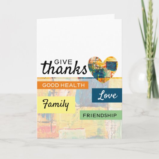 Geverfd hart, Thanksgiving Kaart (Voorkant)