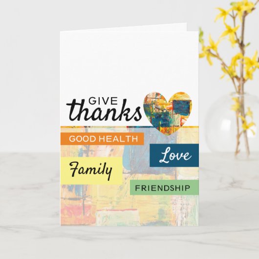 Geverfd hart, Thanksgiving Kaart (Gele Bloem)