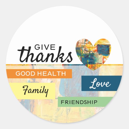 Geverfd hart, Thanksgiving Ronde Sticker (Voorkant)