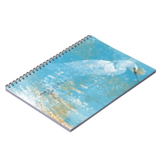 geverfd Snowy Egret Artwork | Spirisch notitieboek (Linkerzijde)
