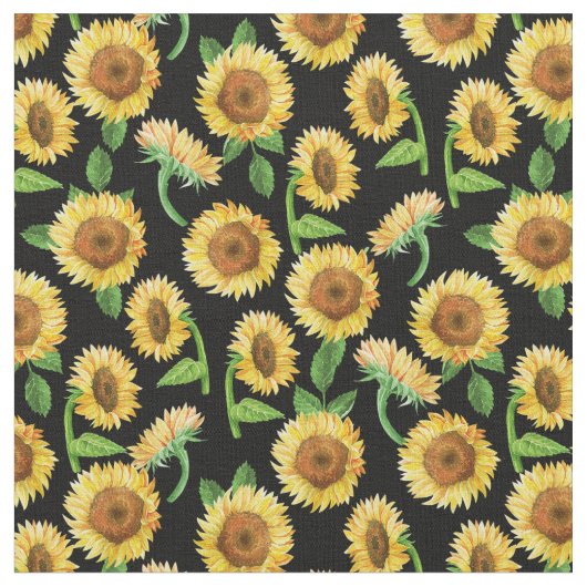 geverfd zonnebloem zwart stof (Close Up)