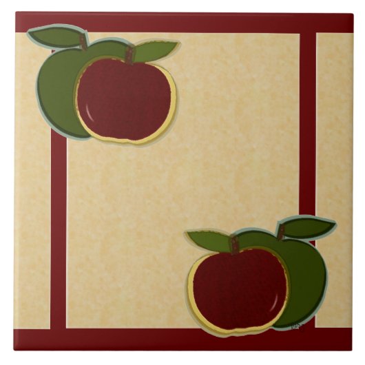 Geverfde appelen (foe/cranberry) tegeltje (Voorkant)