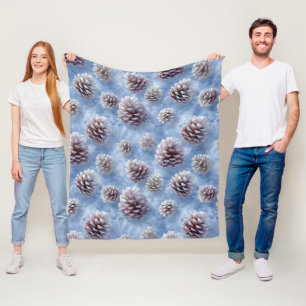 Geverfde Blauwe Denneappels Patroon Worp Kussen Fleece Deken