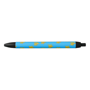 geverfde bloemen op blauw zwarte inkt pen