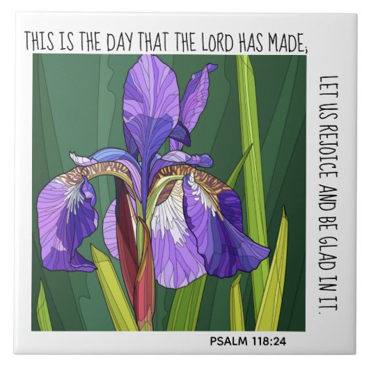 Geverfde bloemen (paarse iris); vers meel 118:24 tegeltje (Voorkant)