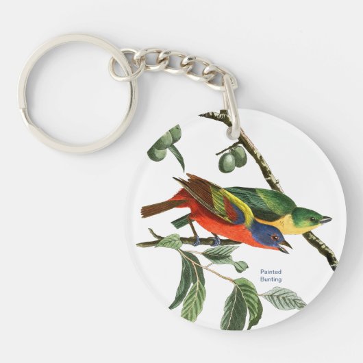 geverfde Bunting, Audubon, Birdwatcher Finch Bird, Sleutelhanger (Voorkant)