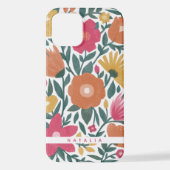  geverfde Florals Magenta Oranje naam iPhone Hoesje (Achterkant)