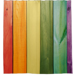 geverfde houten wand, trendy, modern, meisje, scha douchegordijn