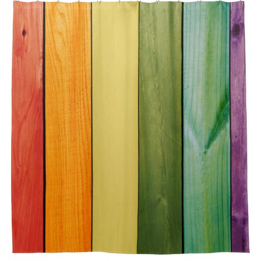 geverfde houten wand, trendy, modern, meisje, scha douchegordijn (Voorkant)